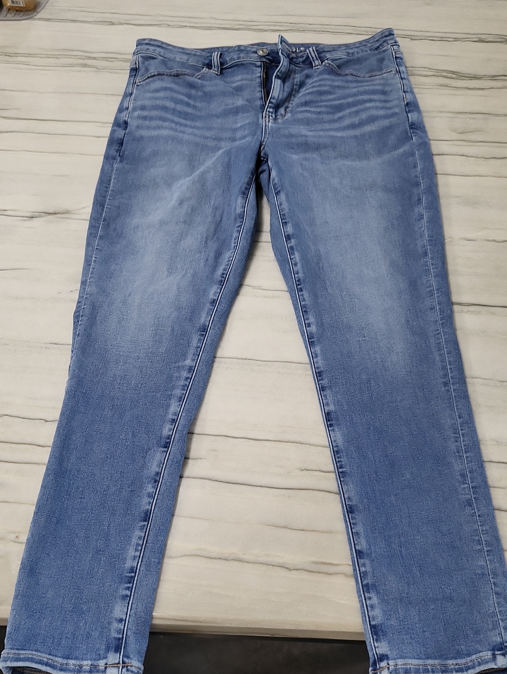 Women's Light Blue Stretch Jeans. Highrise Jegging. 12R